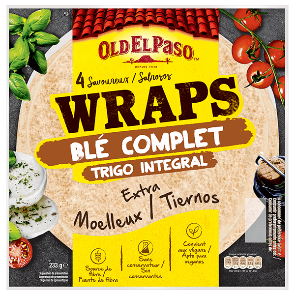 paquet de 4 wraps de blé complete Old El Paso 216g