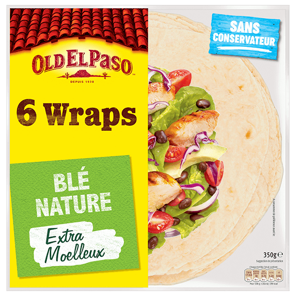 paquet de wraps de blé nature old el paso 6pk 350g
