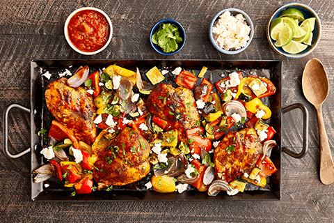 Poulet et ratatouille au four façon Tex-Mex 